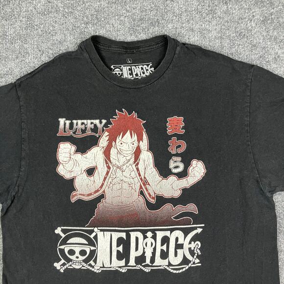 One Piece T-Shirt Mens Large Black Luffy Anime Graphic Tee Ripple Junction Japan - Picture 1 of 7